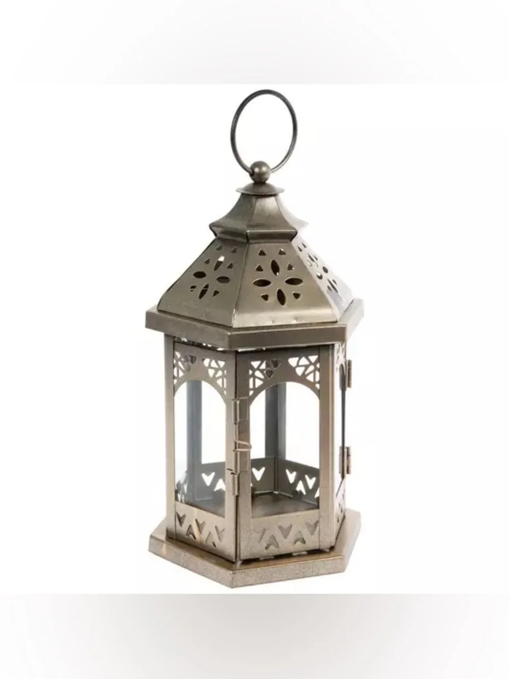 Hexagon Metal Lantern With Cutouts